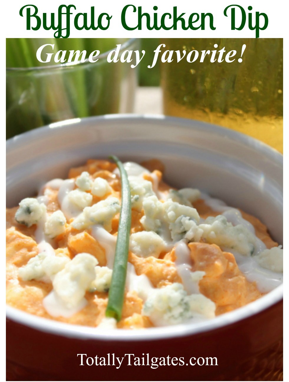 Game day classic appetizer! This Buffalo Chicken Dip recipe is the BEST!