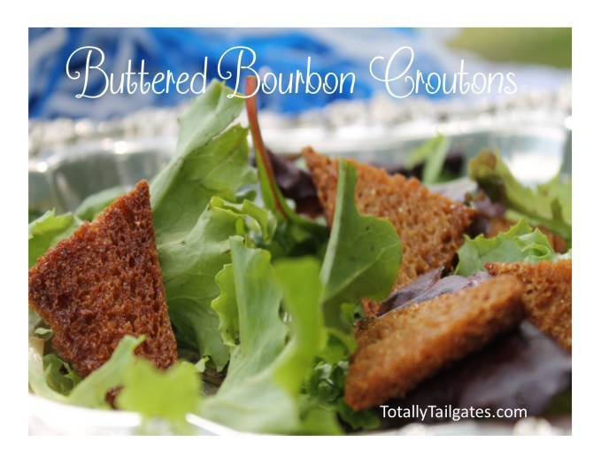 Dress up that store bought bag of salad with Bourbon Buttered Croutons!