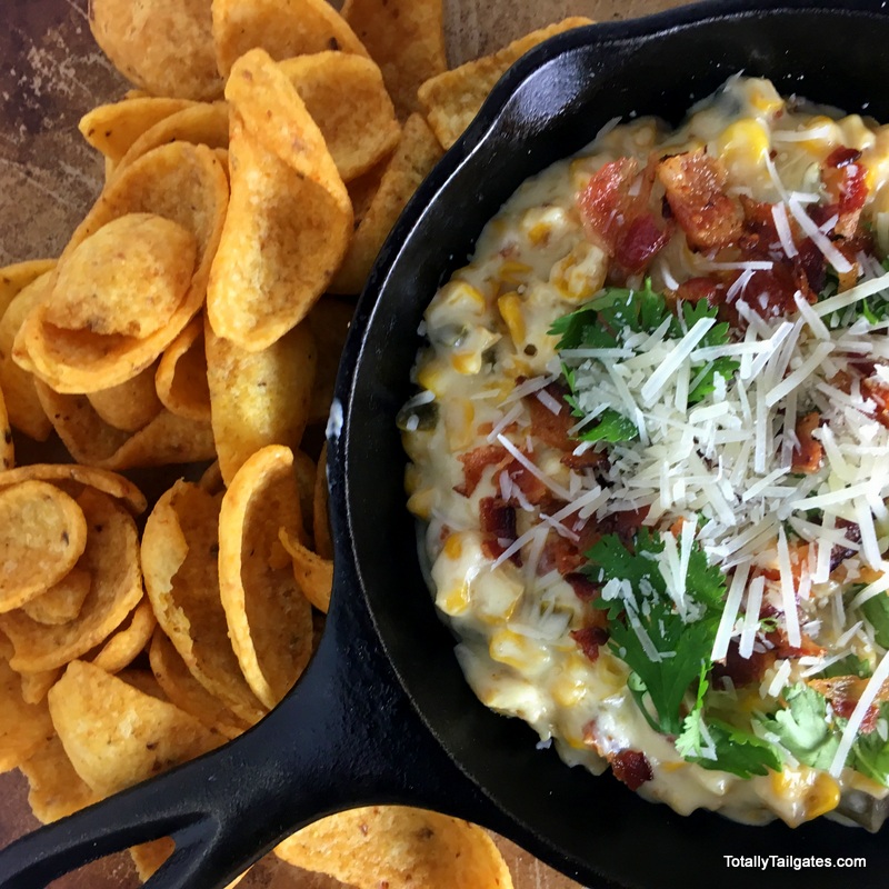 Three Cheese Jalapeno and Bacon Corn Dip is a hearty and hot appetizer dip that is just perfect for game days!