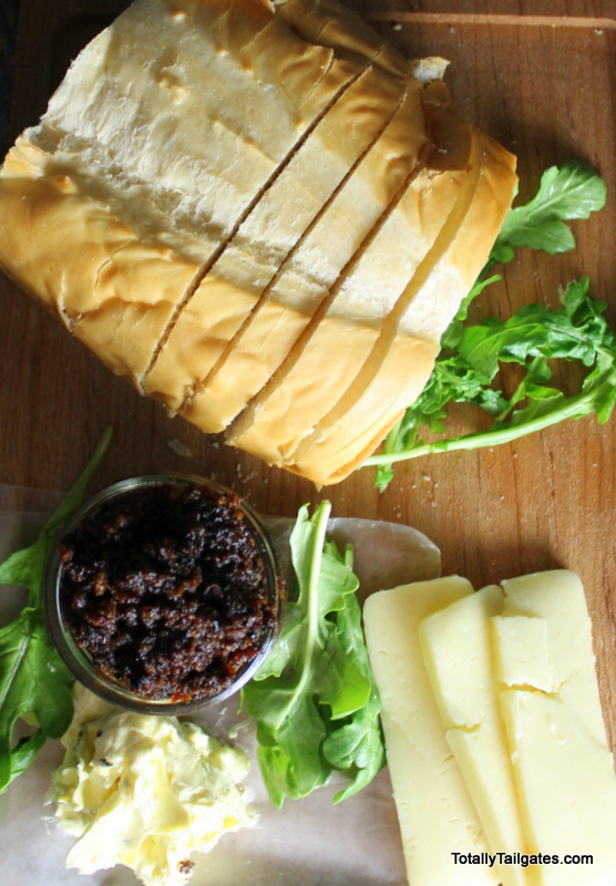 Havarti and Baby Arugula Grilled Cheese with Triple Herb Butter and Bacon Jam
